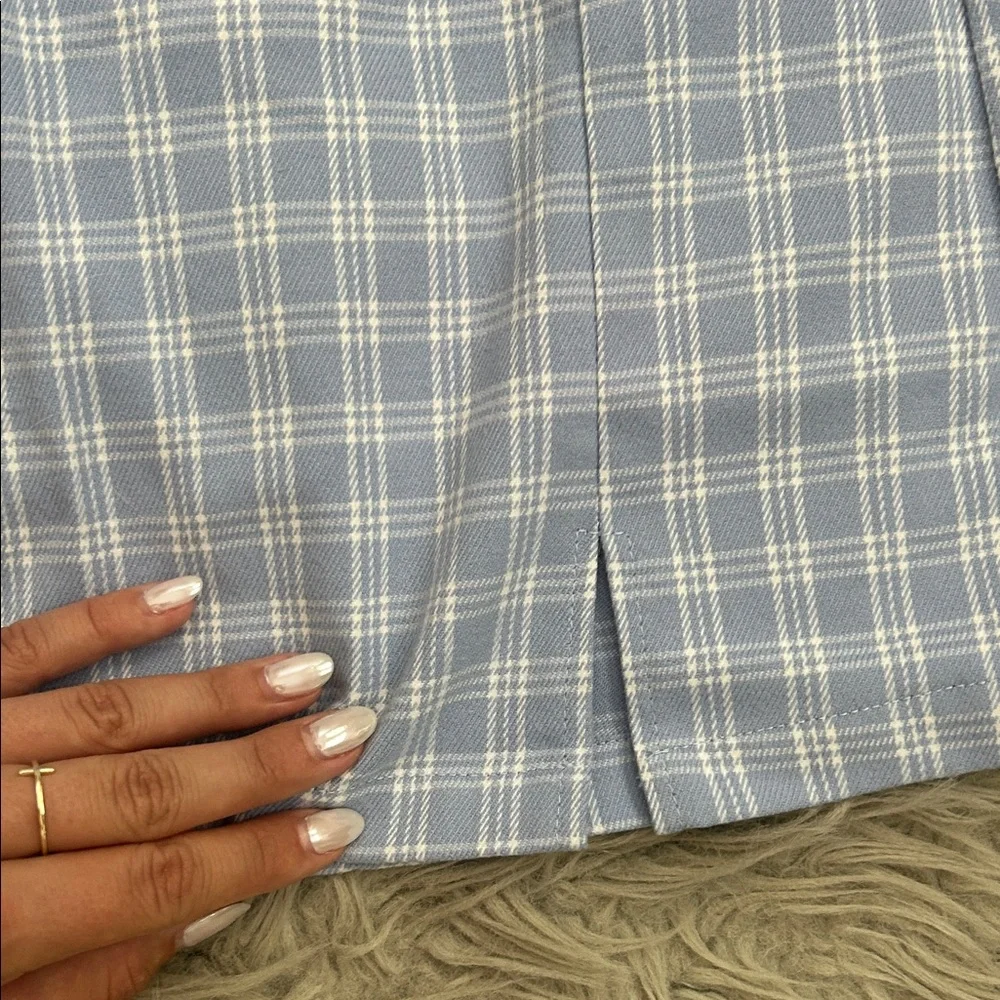 Brandy Melville Light Blue Plaid Mini Skirt NO LONGER SOLD - Picture 3 of 4